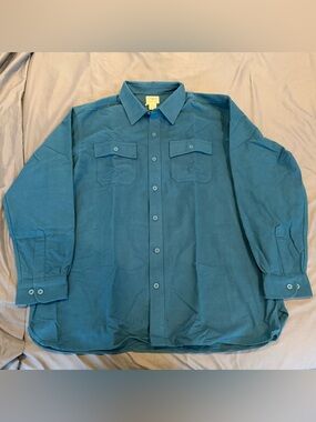 LL Bean Chamois Shirt XXL Button Up Regular Deep Green 187923 Long Sleeve New
